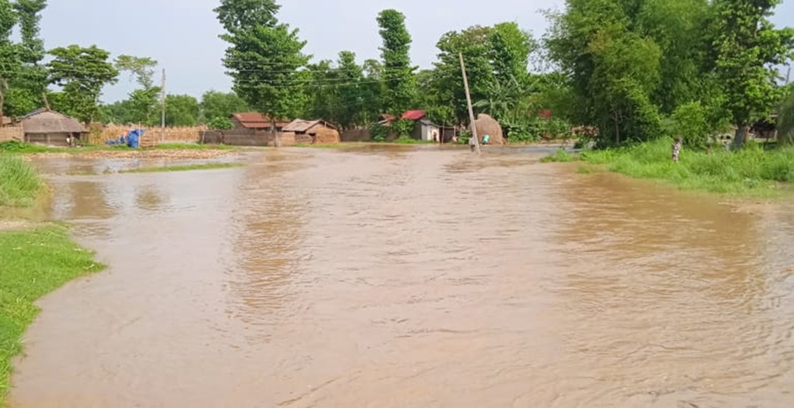 झापाको माईखोलाको बाढी बस्तीमा पस्यो २२ घर डुबानमा